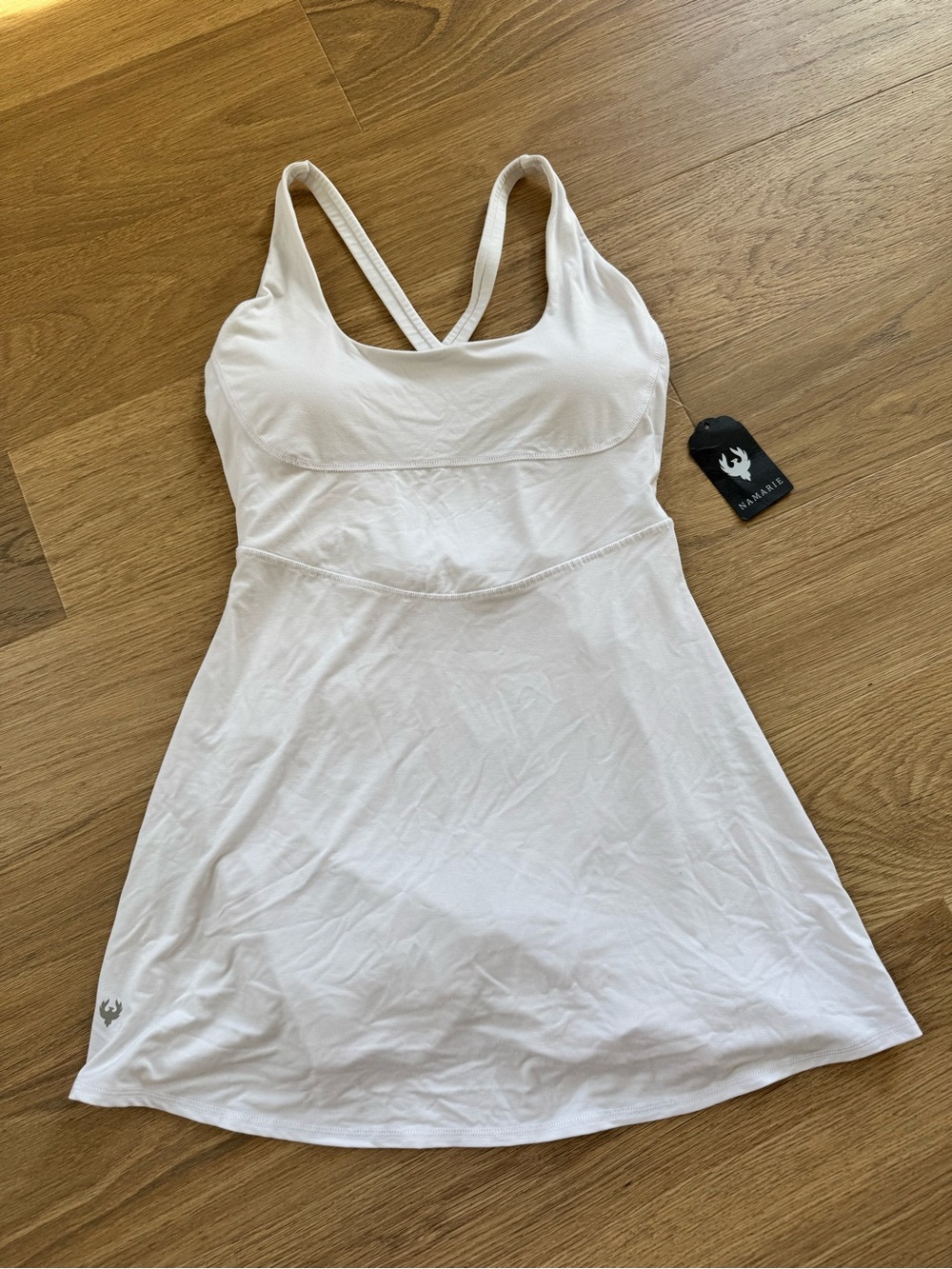 Namarie Women’s White Athletic Dress with Built-In Bra and Shorts
